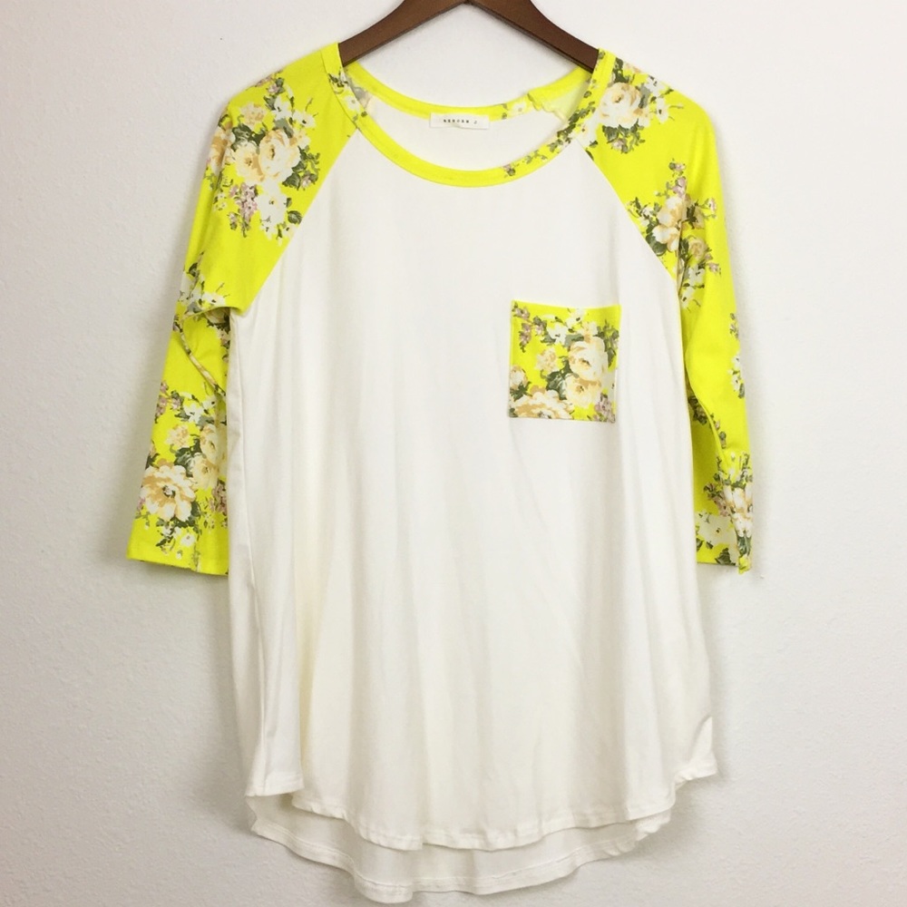 🍁Reb J | Floral 3/4 Sleeve Baseball Tunic